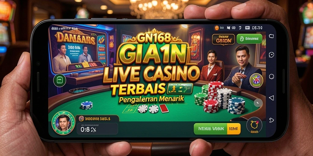 Screenshot gameplay GN168 menampilkan dealer langsung dan suasana permainan.