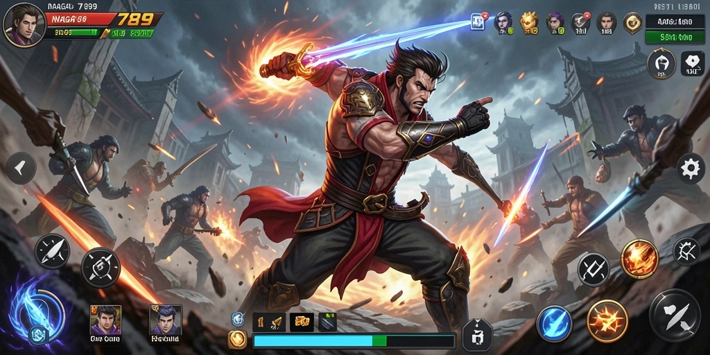 Gameplay mendebarkan NAGA789 dengan pertarungan seru di layar.