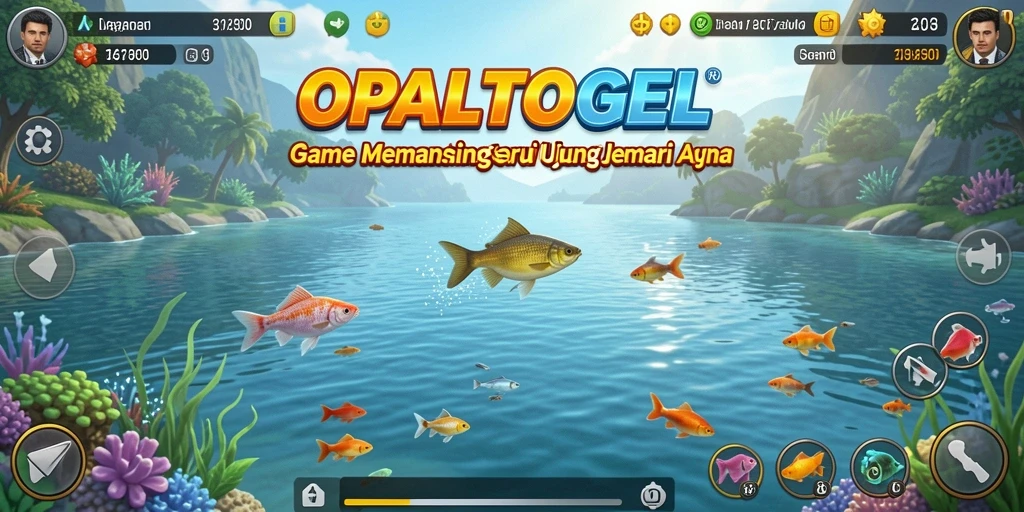 Screenshot gameplay OPALTOGEL menampilkan pemandangan memancing yang menawan.