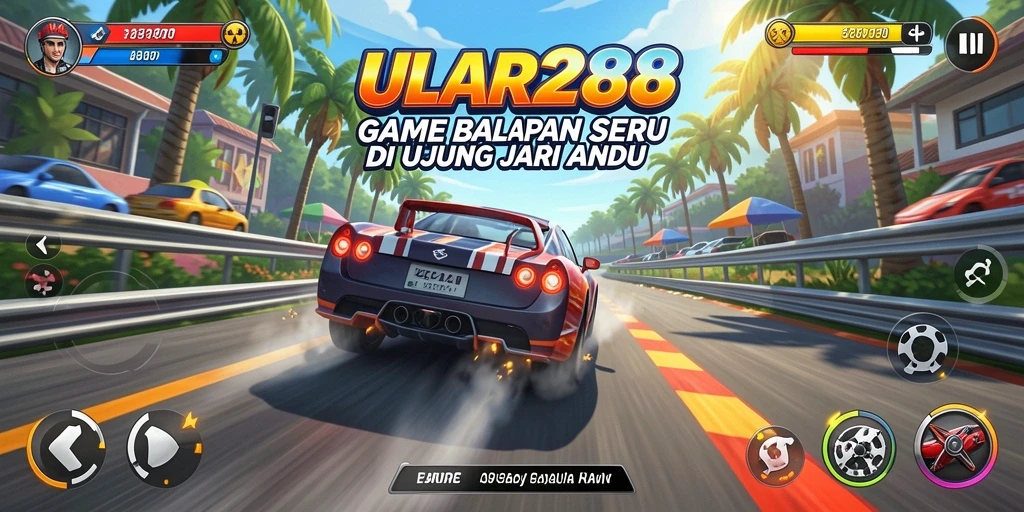 Tampilan gameplay ULAR288 yang menegangkan di tengah balapan yang seru.